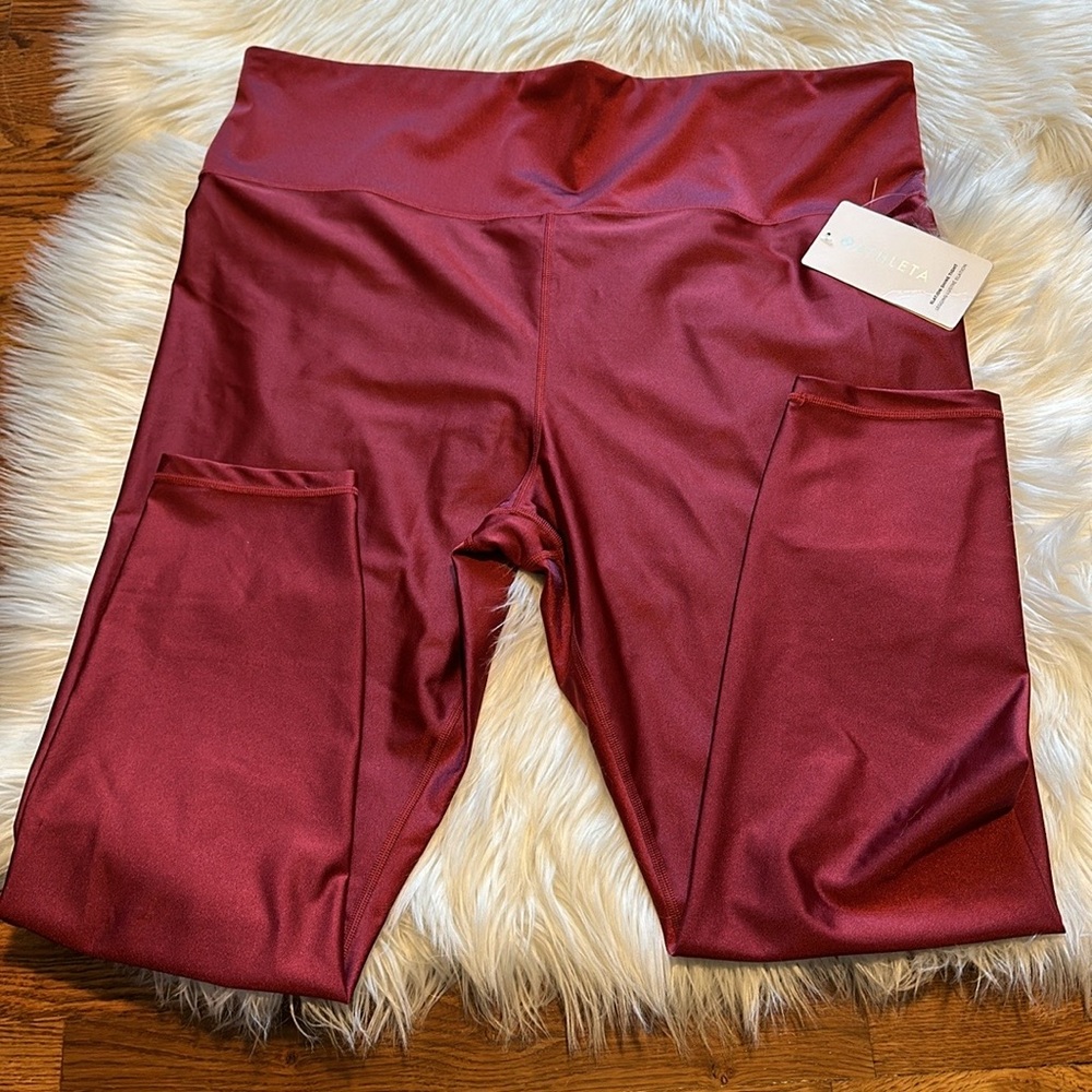 NWT Athleta Elation Shine Tight in Burgundy - Picture 5 of 8